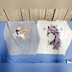 SET of 2, Girls Unicorn Themed Shirts, size 8